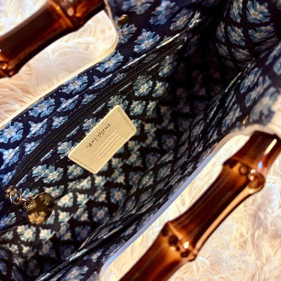 Spartina 449 Vegan Leather Bag - White with Bamboo Handle - Picture 12 of 12